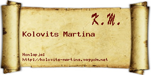 Kolovits Martina névjegykártya